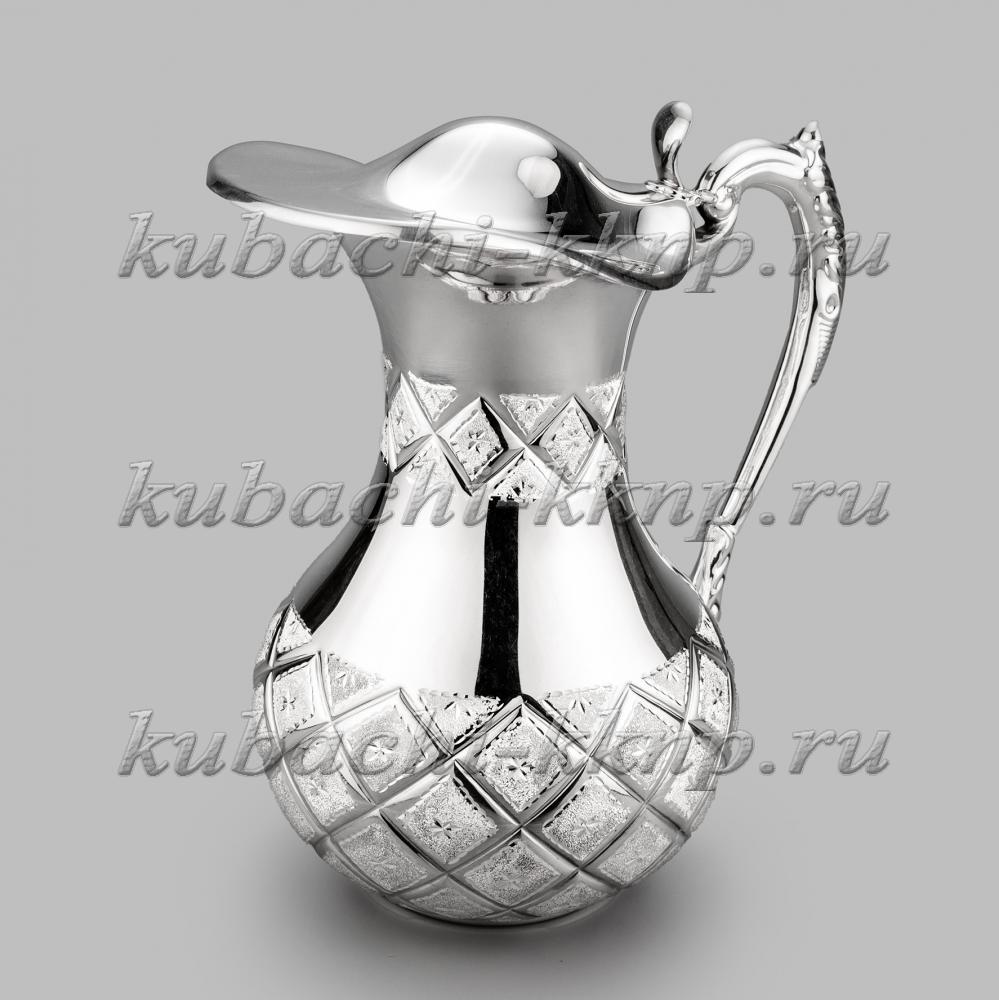 Кувшин из из серебра с крышкой Лазер, КВ00038кр фото 1