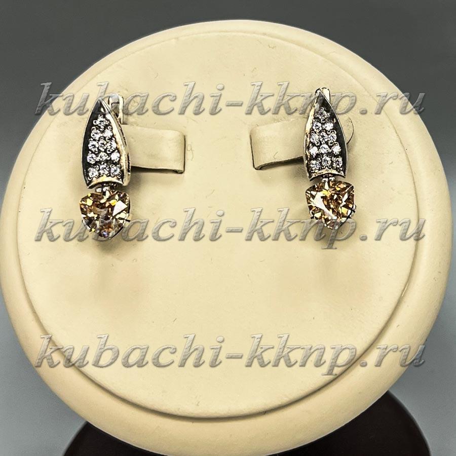 Серебряные серьги с цветными фианитами Египтянка, с113 фото 1