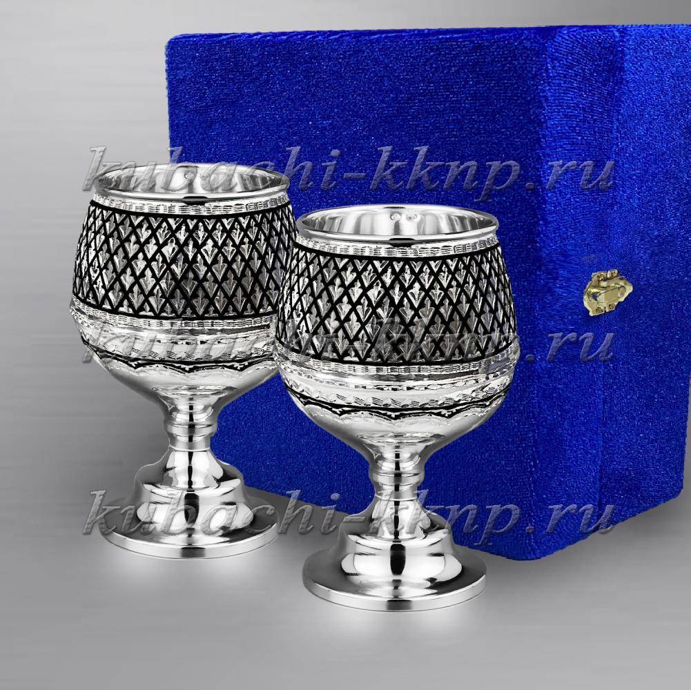 Набор серебряных бокалов для коньяка, бк063-2 фото 1