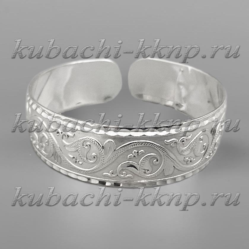 Женский кубачинский браслет из серебра без чернения, БР251 фото 1