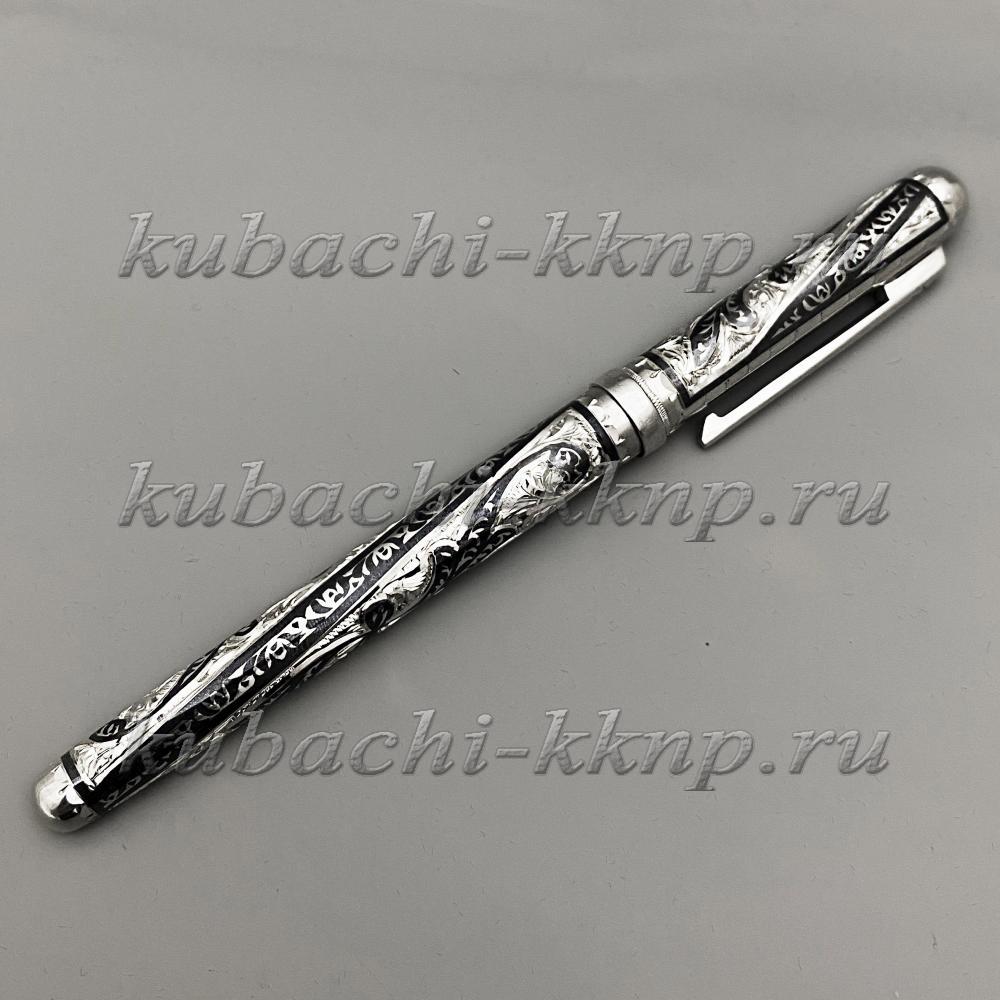 Ручка из серебра  чернильная  с строгим орнаментом, РУЧ24 фото 1