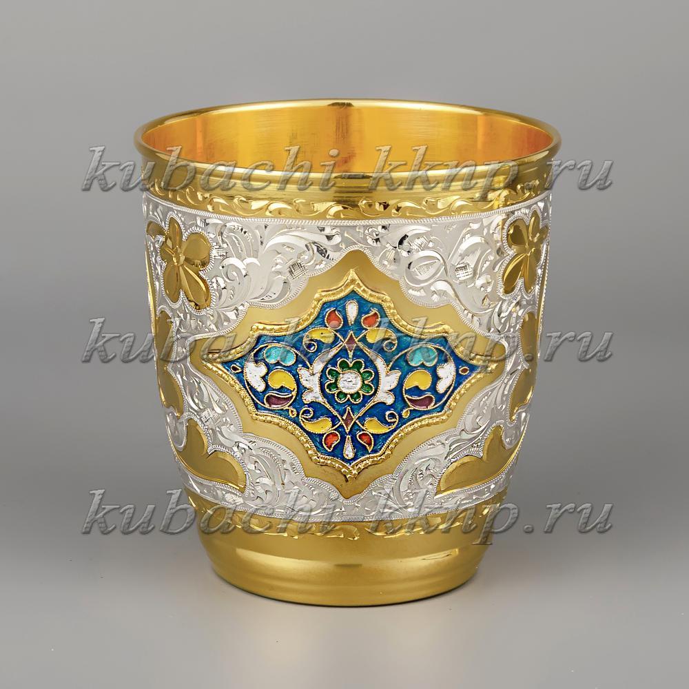 Серебряный стакан, позолоченный «Финифть», 422103 фото 1