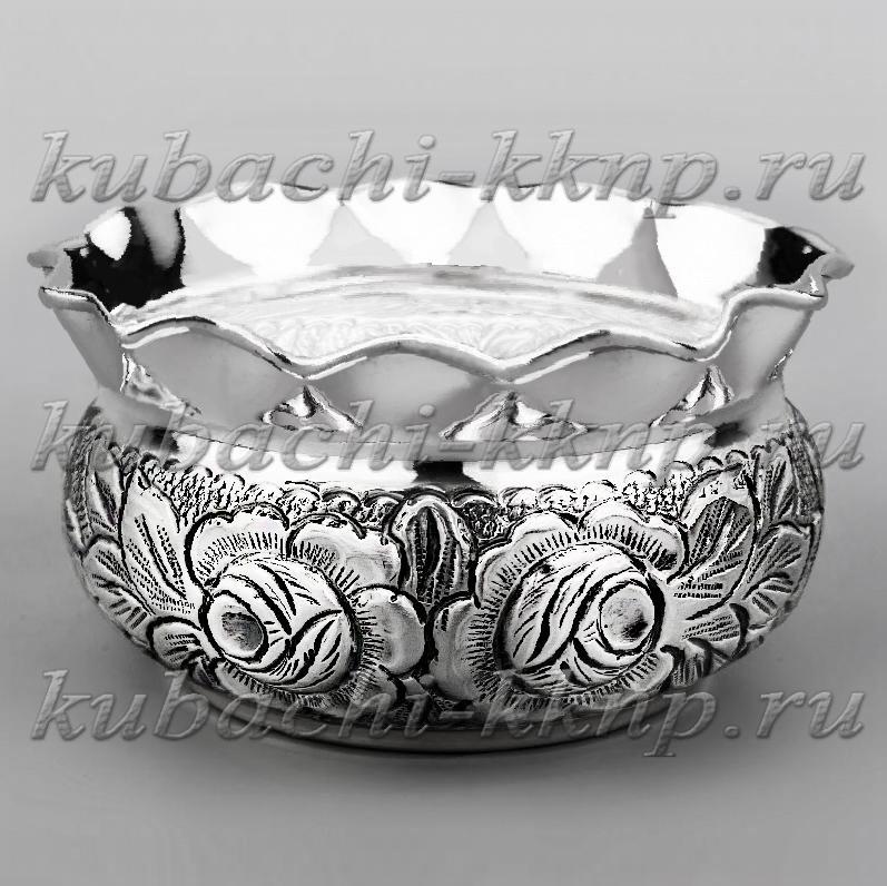 Большая серебряная конфетница Цветы, КФ183Б фото 2
