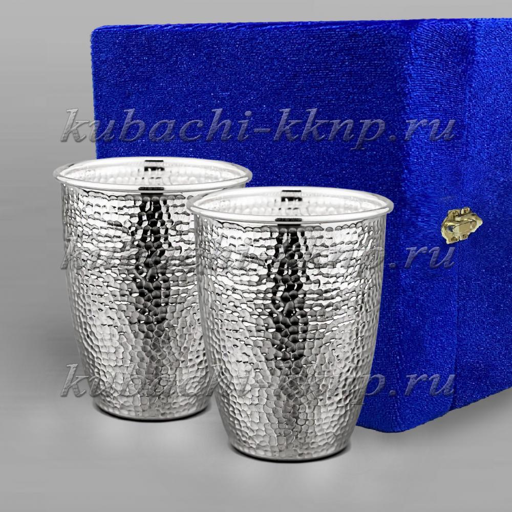 Набор оригинальных серебряных стаканов Соты, ст089-2 фото 1