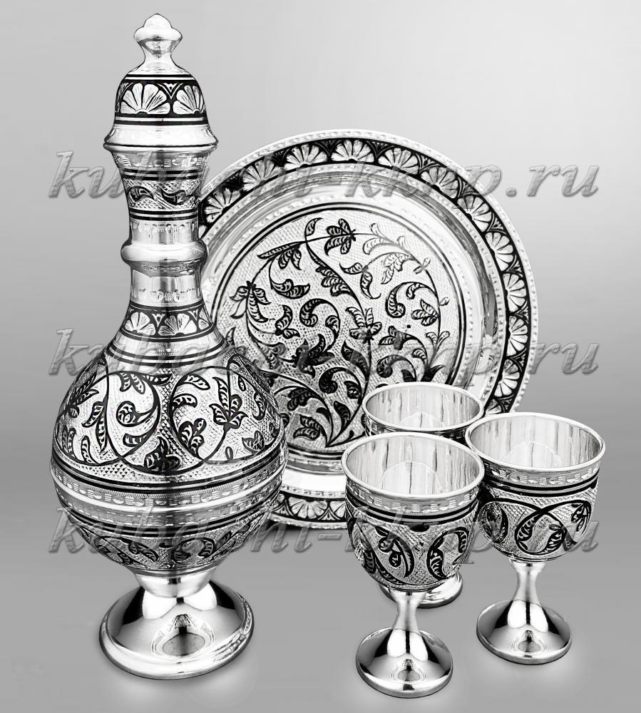 Оригинальный Водочный набор из серебра На троих, ВС03 фото 1