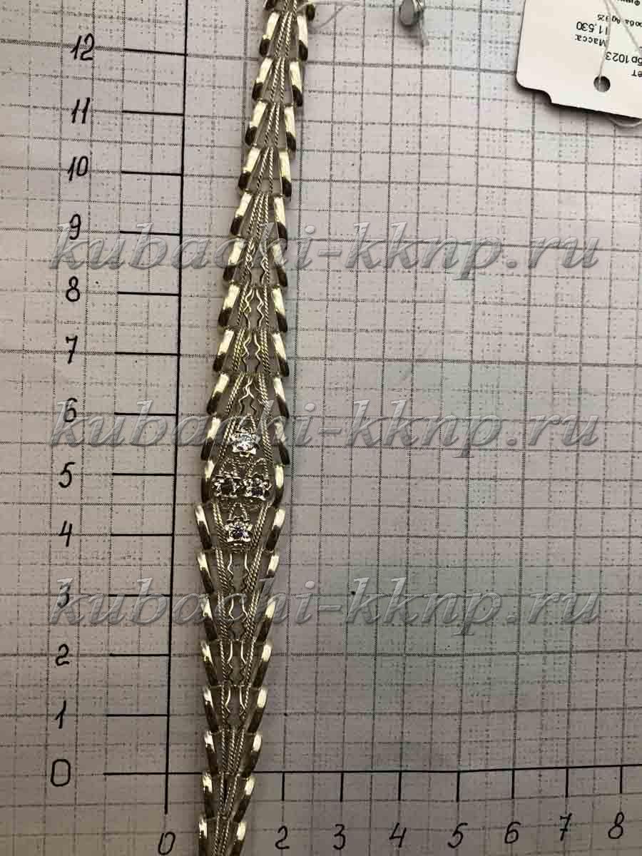 Браслет из серебра с плетенкой кубачи Елочка, бр1023 фото 2