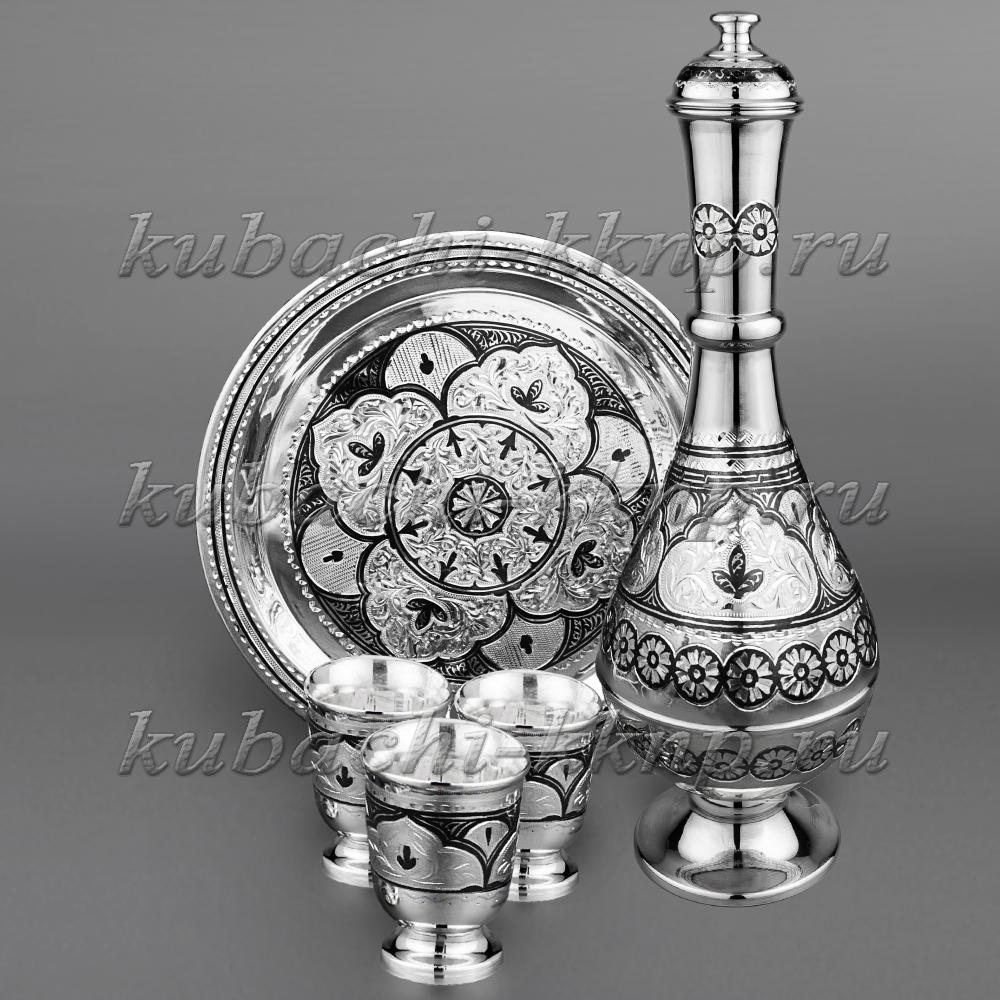 Серебряный водочный сервиз На троих, ВС069 фото 3