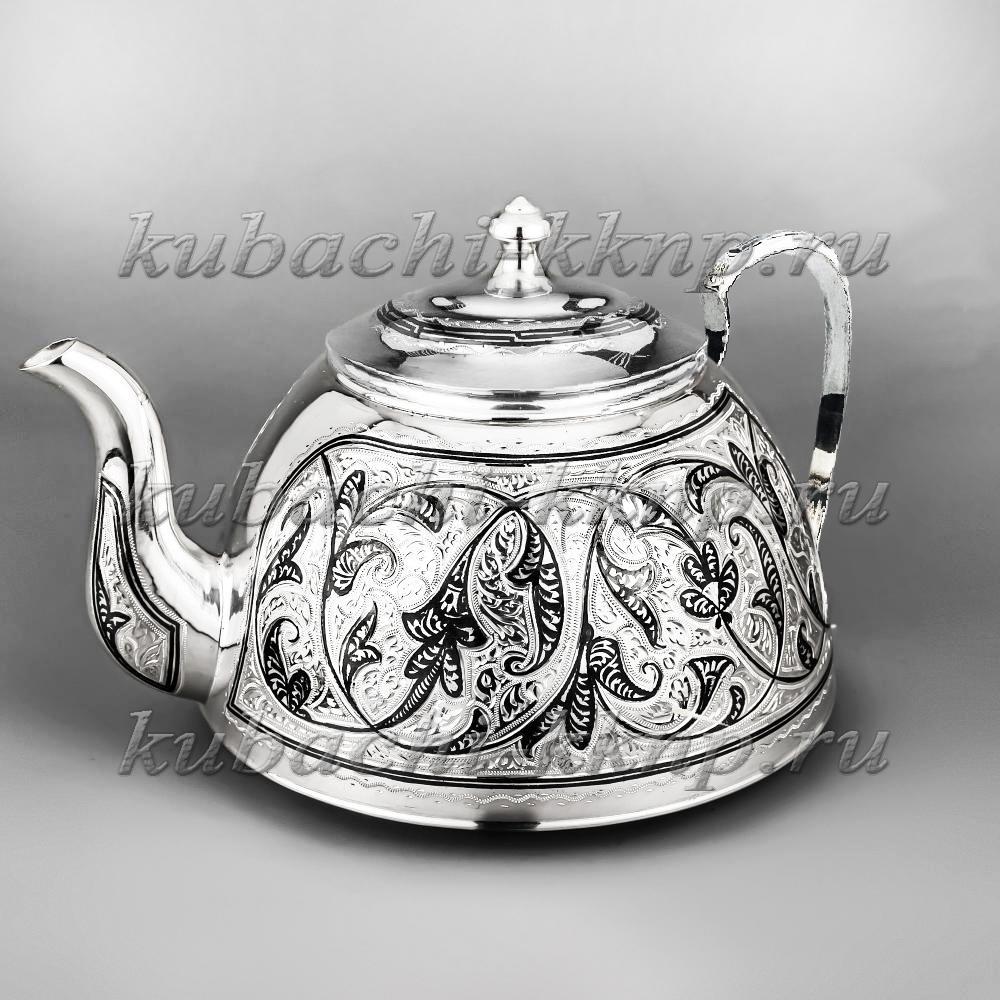Большой заварочный серебряный чайник, ЧН053 фото 1