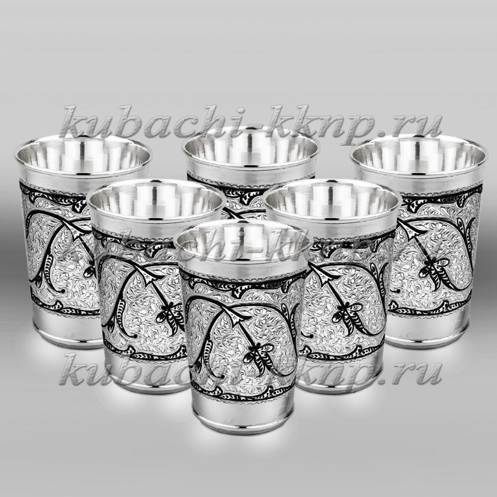 Набор из шести серебряных стаканов Мореон, ст124-6 фото 1