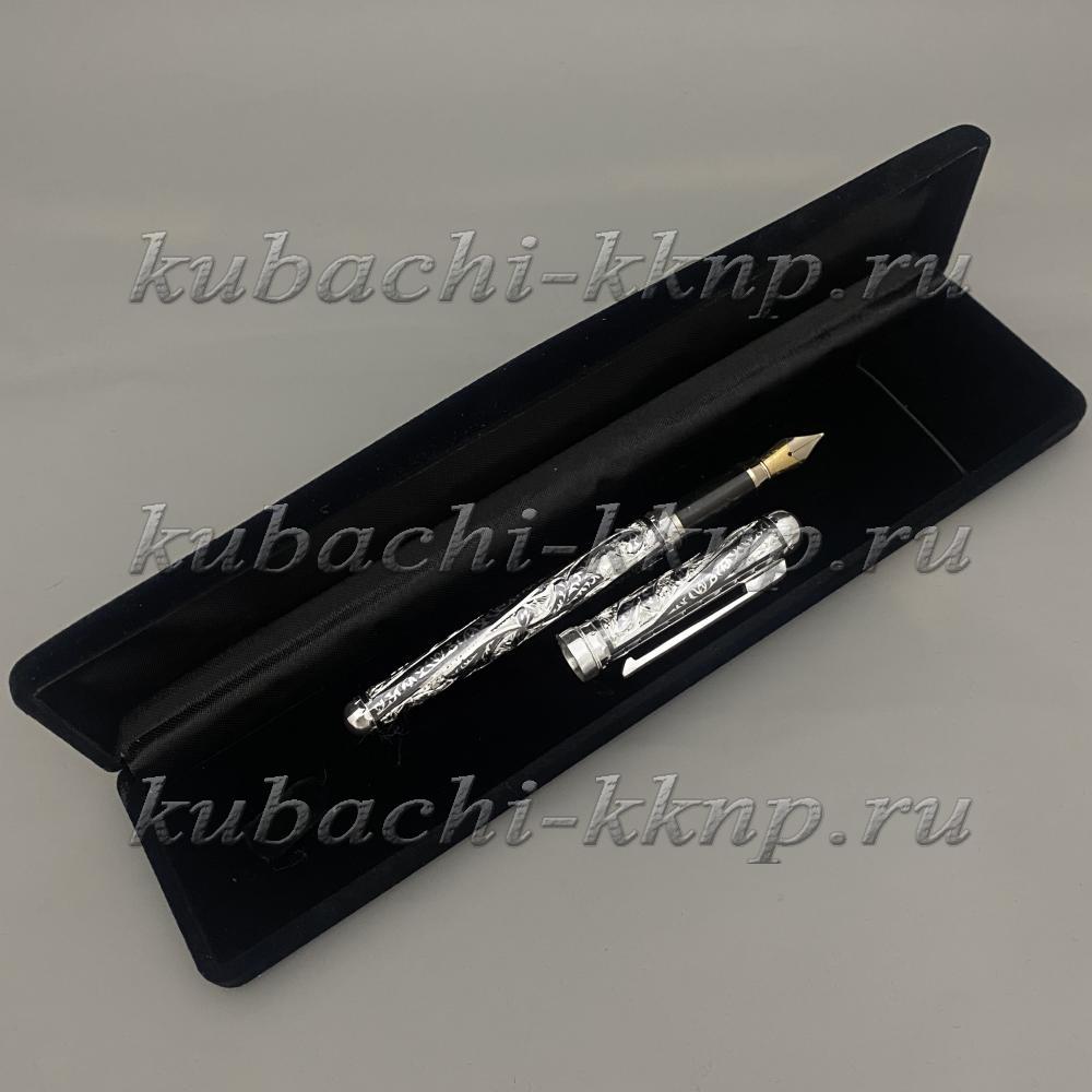 Ручка из серебра  чернильная  с строгим орнаментом, РУЧ24 фото 2