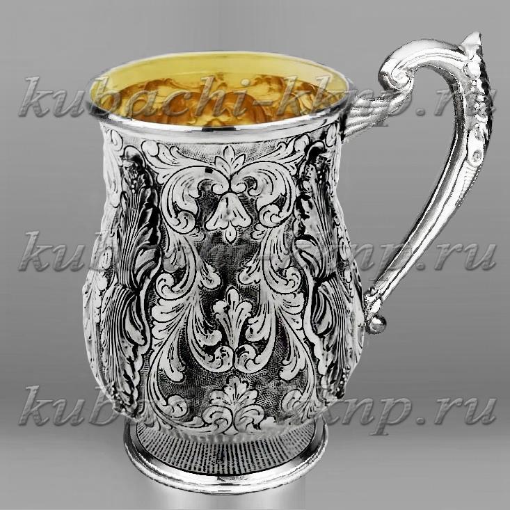 Серебряная кружка с оригинальным дизайном Ампир, КР124 фото 1
