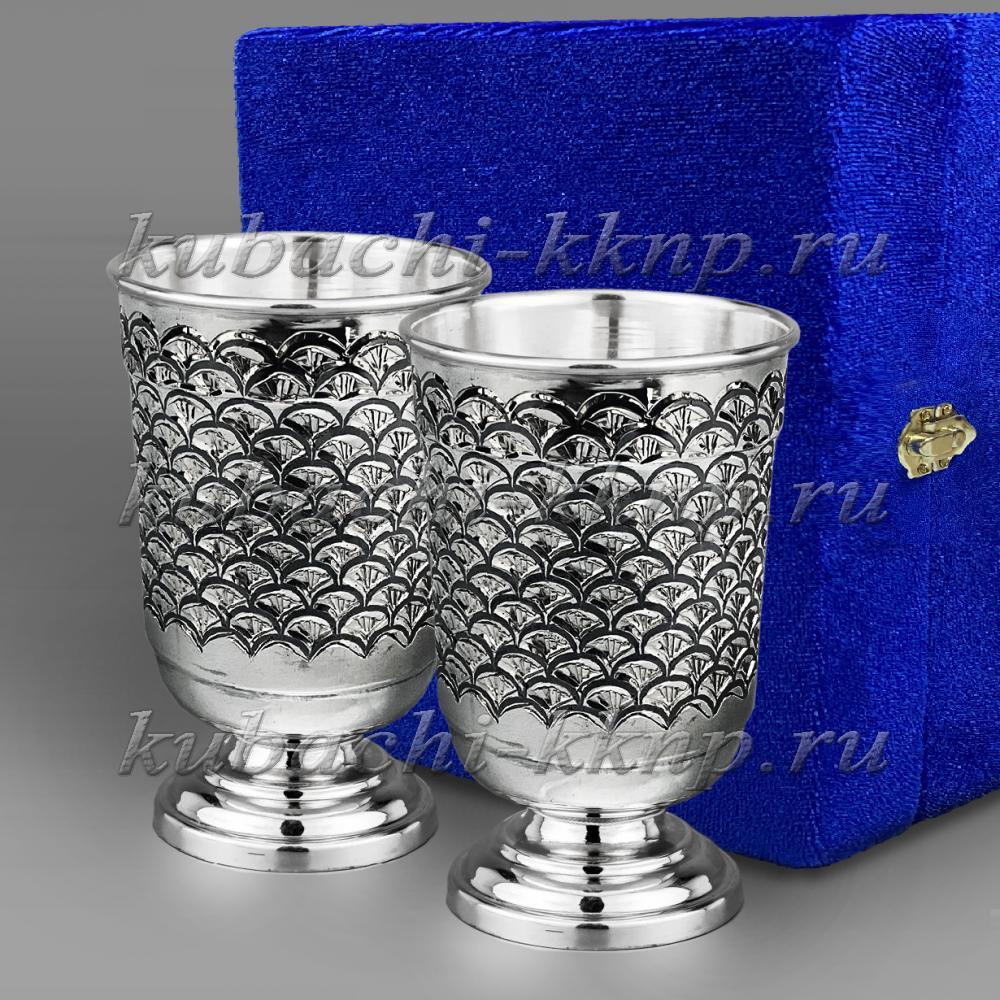 Набор серебряных стаканов с чешуйками, ст043-2 фото 1