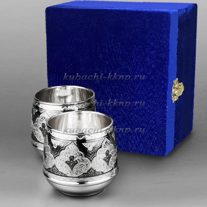 Набор из двух серебряных стаканов с чернением, ст064-2 фото 1