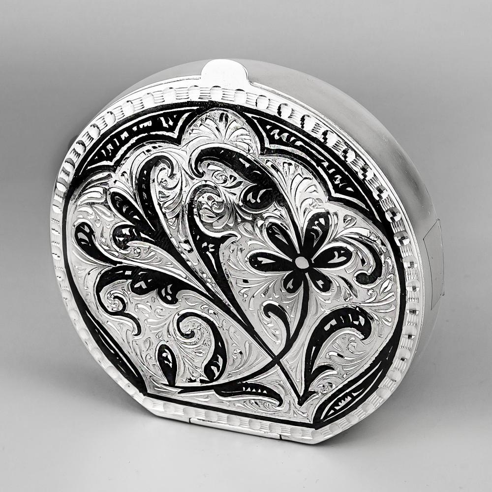Серебряная таблетница с красивым орнаментом, ТАБ02 фото 2