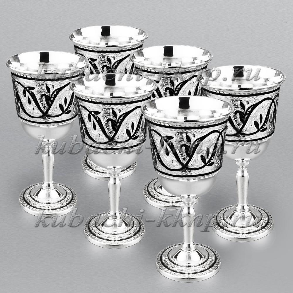Набор серебряных фужеров Нрав, ф144-6 фото 2