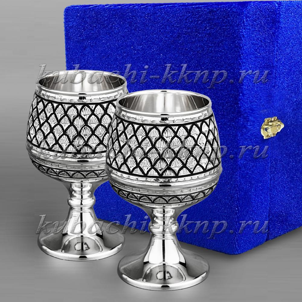 Набор оригинальных серебряных бокалов для коньяка, бк006-2 фото 1