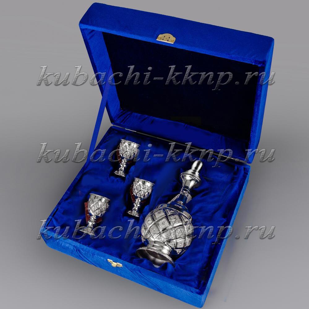 Серебряный водочный набор на троих Космос, вс063 фото 2