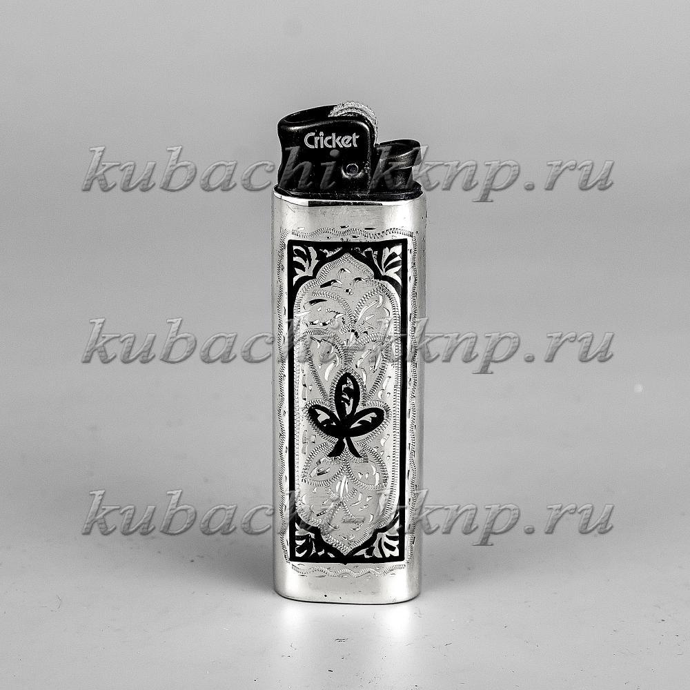 Серебряная зажигалка с кубчинским орнаментом, заж09 фото 1