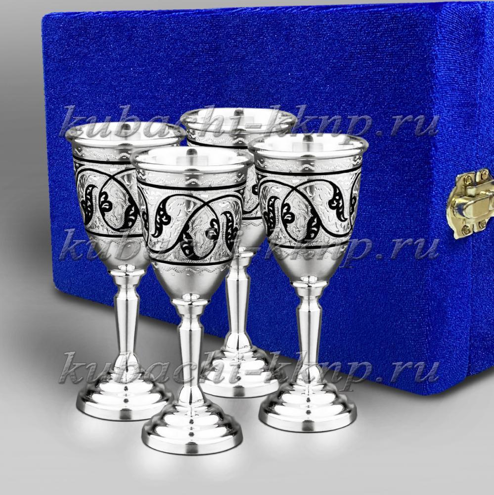 Набор из четырех серебряных рюмок в подарок, р0005-4 фото 1