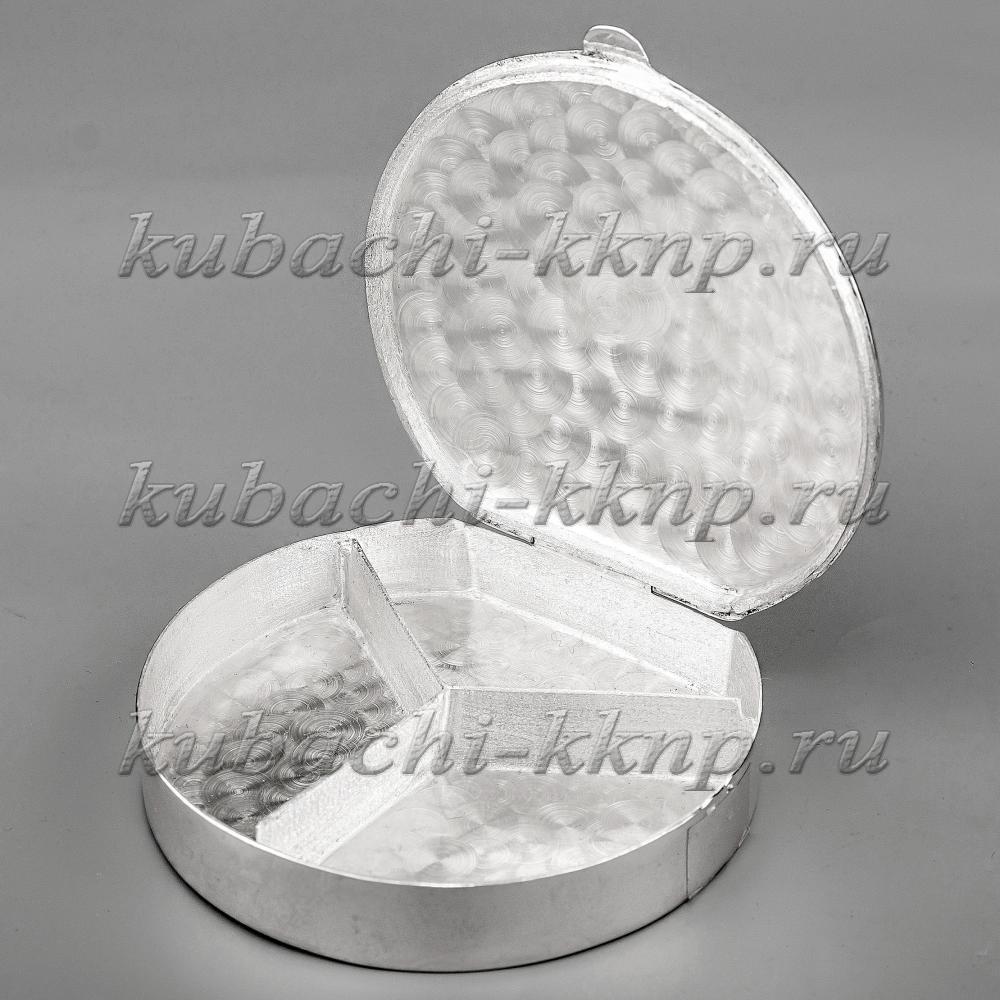 Серебряная таблетница с гравировкой и чернением, ТАБ01 фото 3