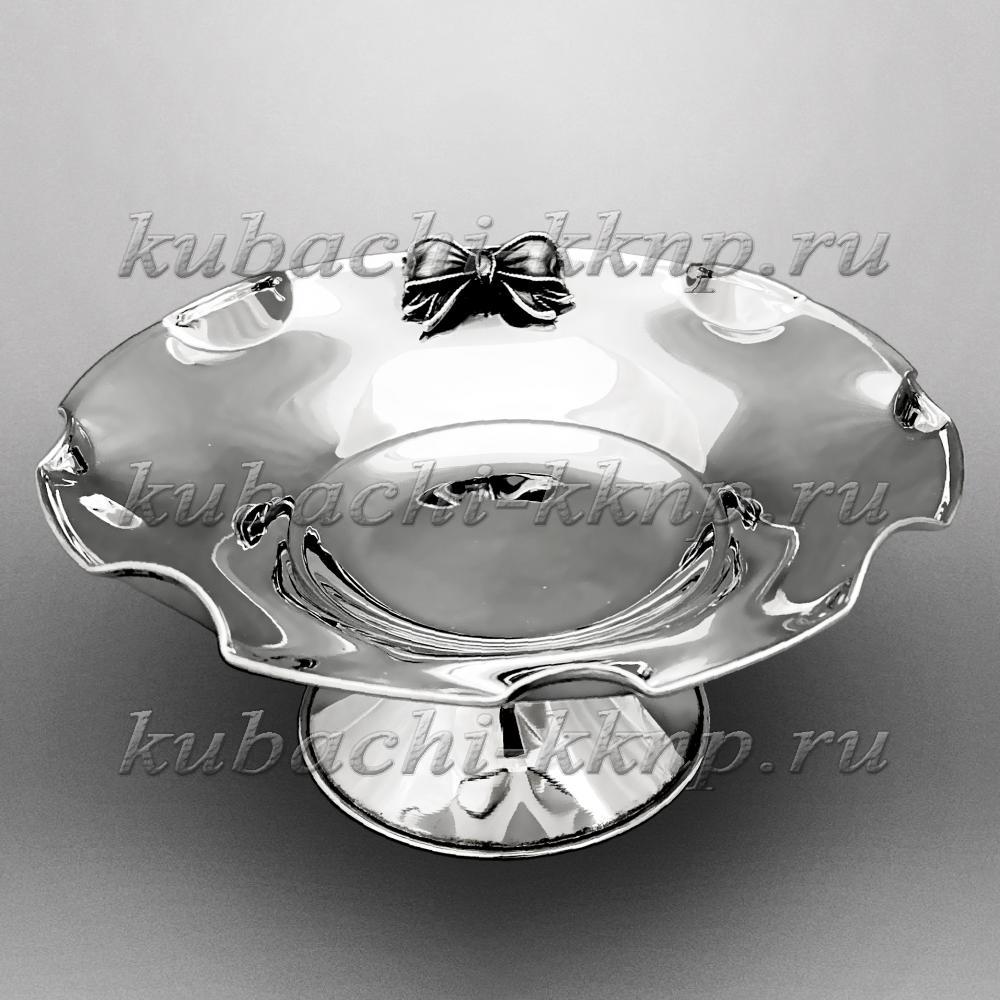 Современная серебряная конфетница Бантик, КФ218 фото 2