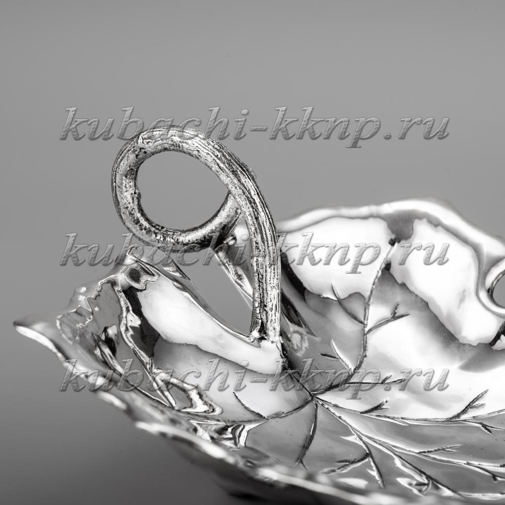 Серебряная конфетница Дубовый лист, КФ237 фото 3