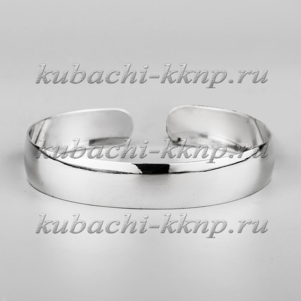 Узкий гладкий серебряный браслет Кубачи, бр223 фото 1