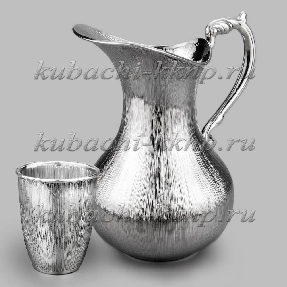 Серебряный набор для воды с одним стаканом Антик, ндв038 фото 1
