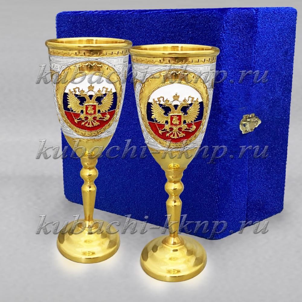 Набор серебряных рюмок с эмалью и гербом России, р00045-2 фото 1