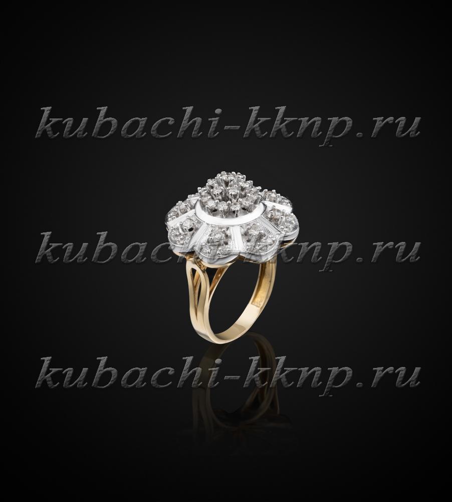 Золотое кольцо с бриллиантами из золота двух цветов, ан555 фото 1