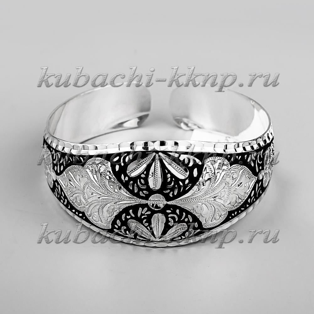 Кубачинский браслет из серебра с симметричным орнаментом