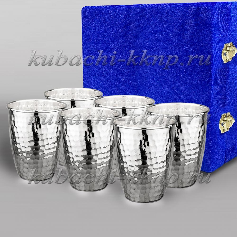 Набор из шести серебряных стаканов Соты, ст085-6 фото 1
