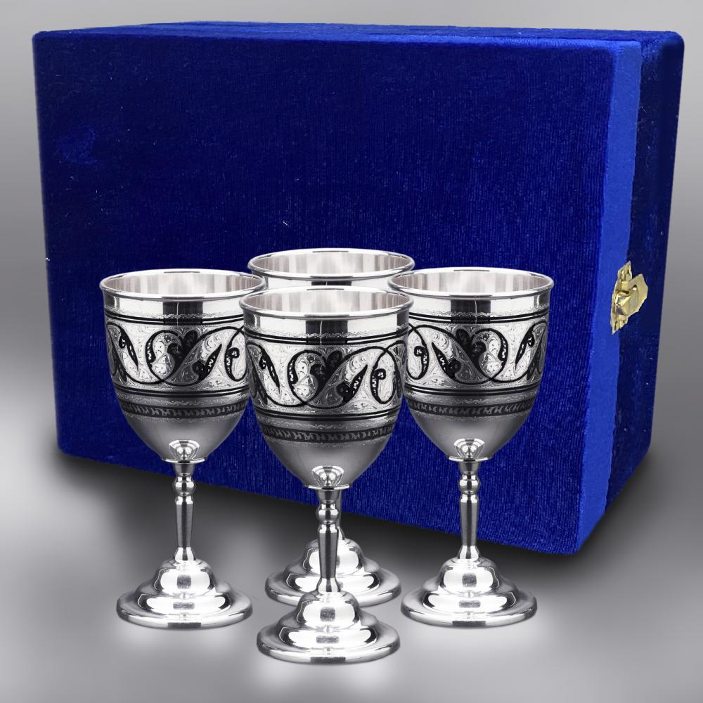 Набор из четырех серебряных бокалов Кубачи, бк005-4 фото 1