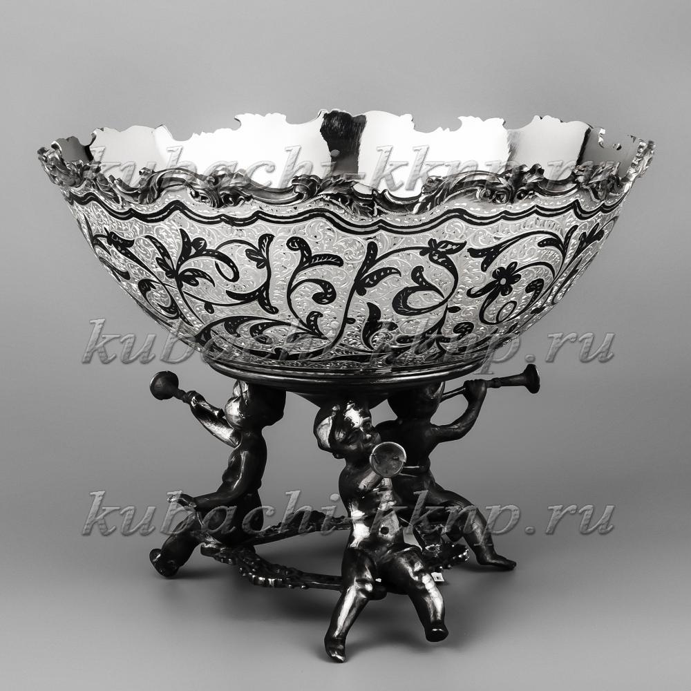 Серебряная ваза с ангелочками, вз00019 фото 1