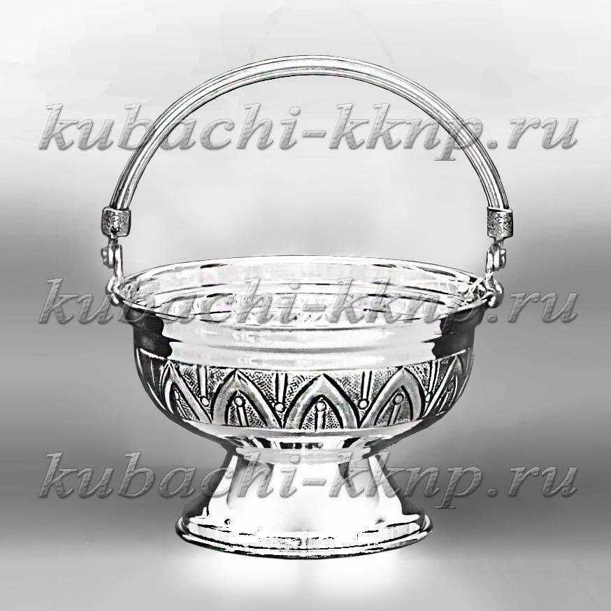 Конфетница - корзинка  из серебра «Аркан» (малая), кф015 фото 1
