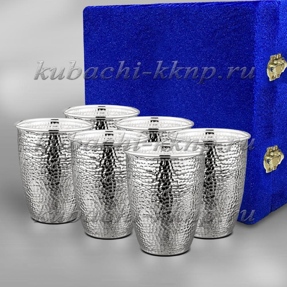Набор из шести оригинальных серебряных стаканов Соты, ст089-6 фото 1