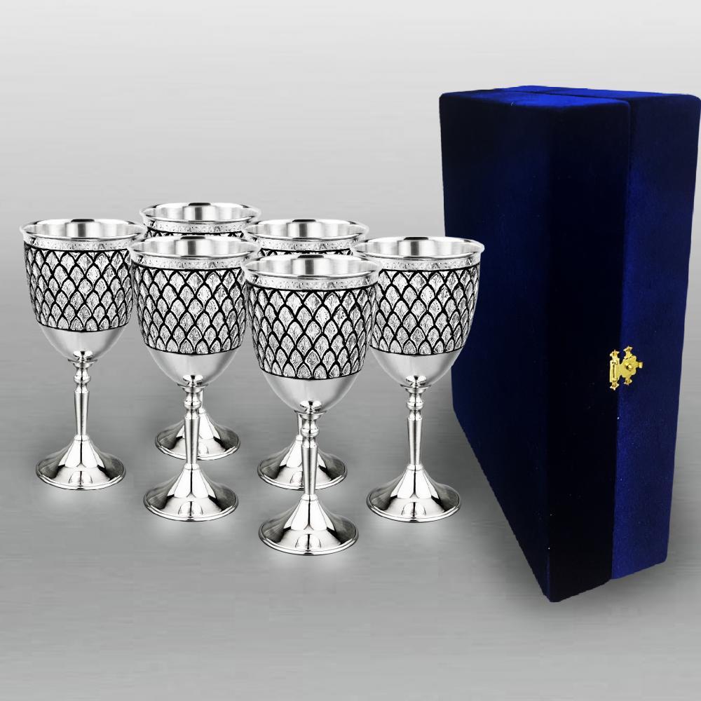 Набор из шести серебряных бокалов в современном стиле, бк32-6 фото 1