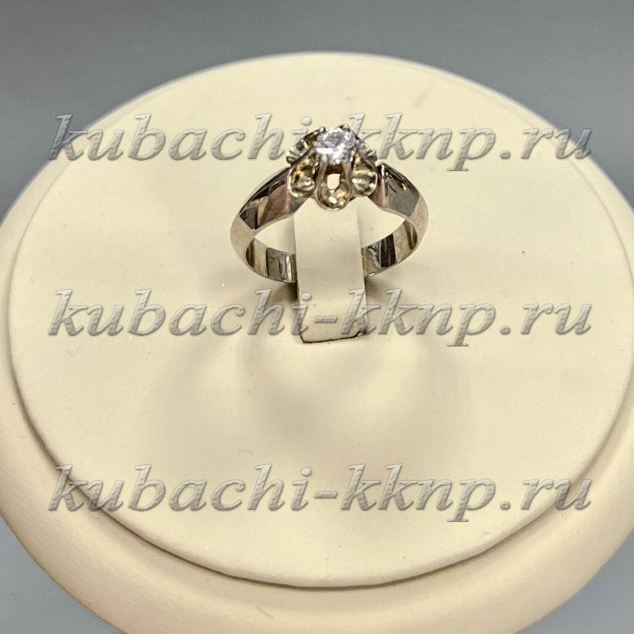 Серебряное повседневное кольцо Тюльпан с фианитом, Ag-к70 фото 1