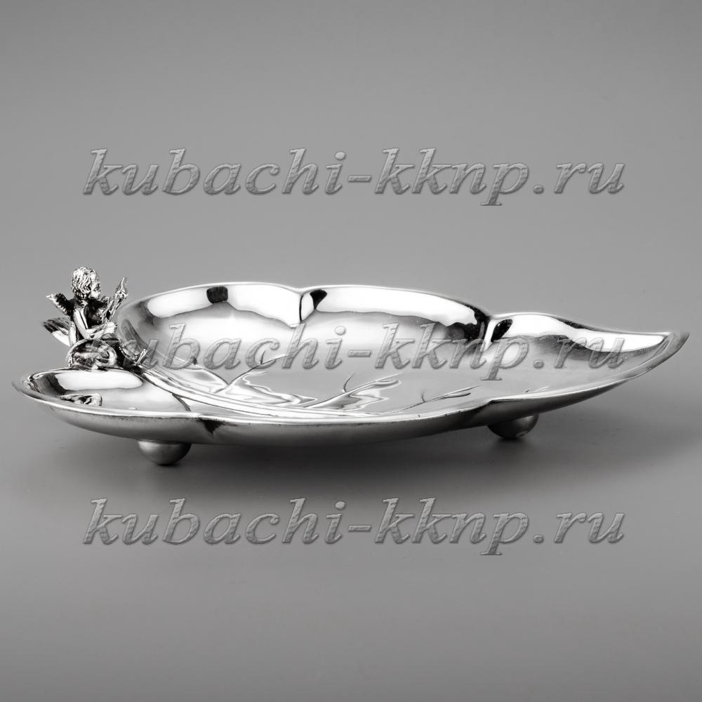 Серебряная конфетница Липа с ангелочком, КФ238а фото 5