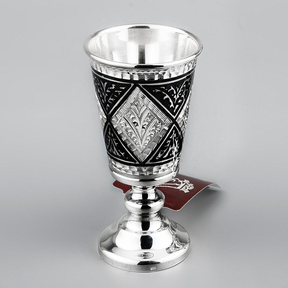 Серебряная рюмка с новым кубачинским орнаментом, Р093 фото 1