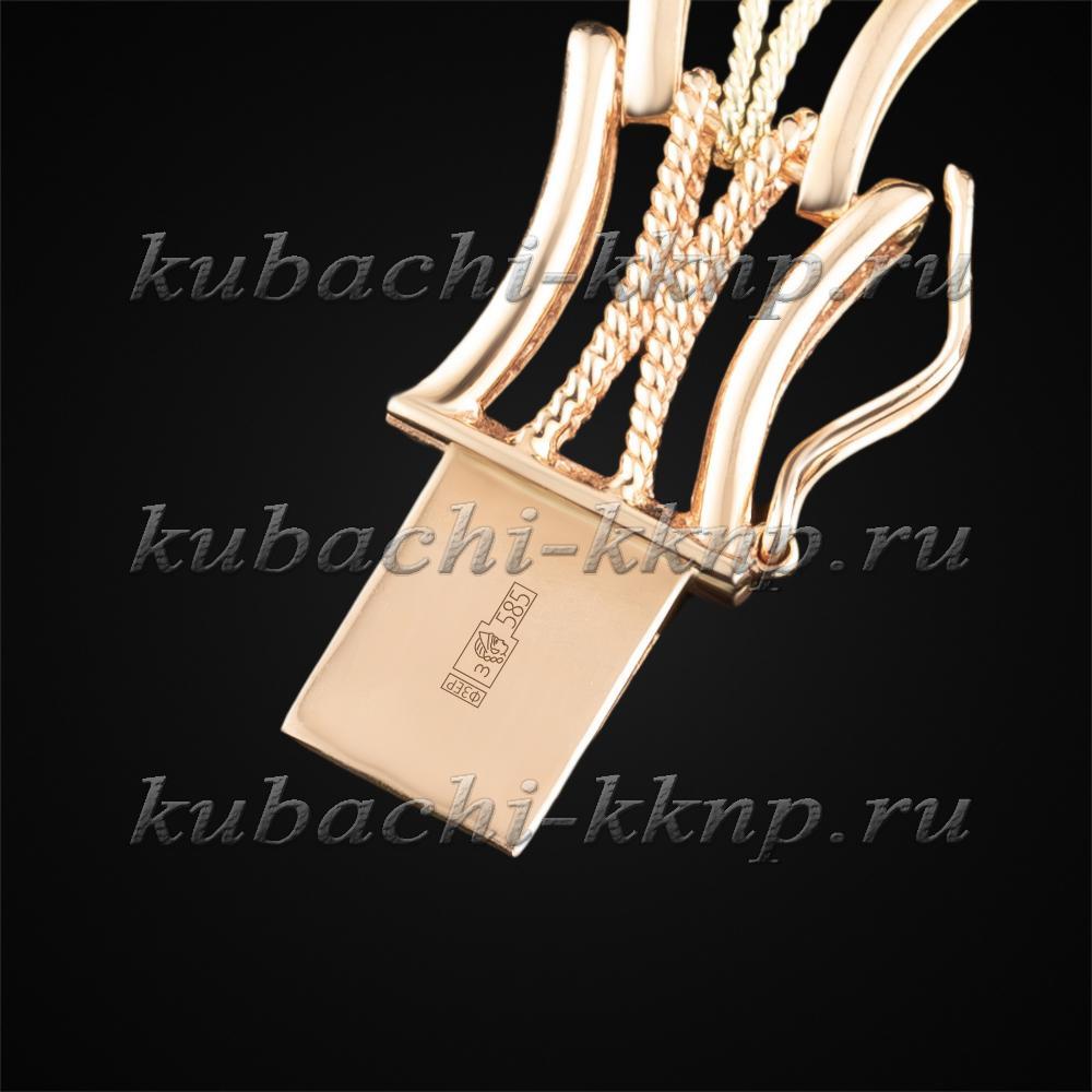 Золотой  браслет Елочка с фианитами и расширением, ан138-1 фото 4