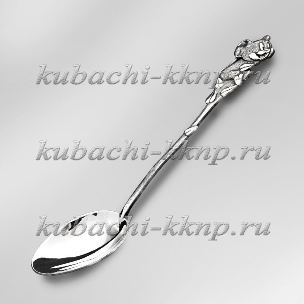Детская серебряная ложка с котом из мультика, Л028 фото 1