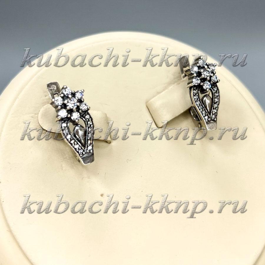 Серебряные женские серьги с фианитами Бархан, с913 фото 1