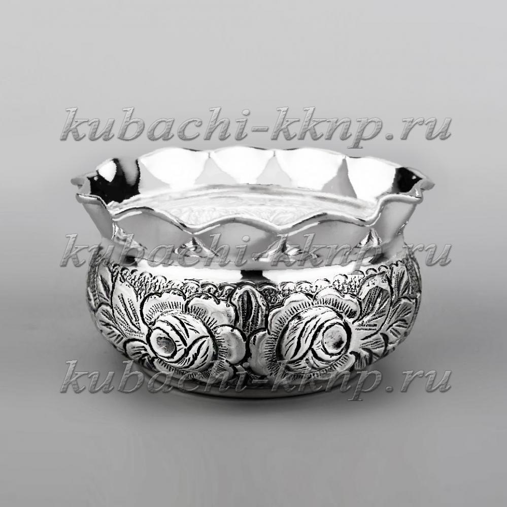 Серебряная конфетница  «Цветы», кф183 фото 2