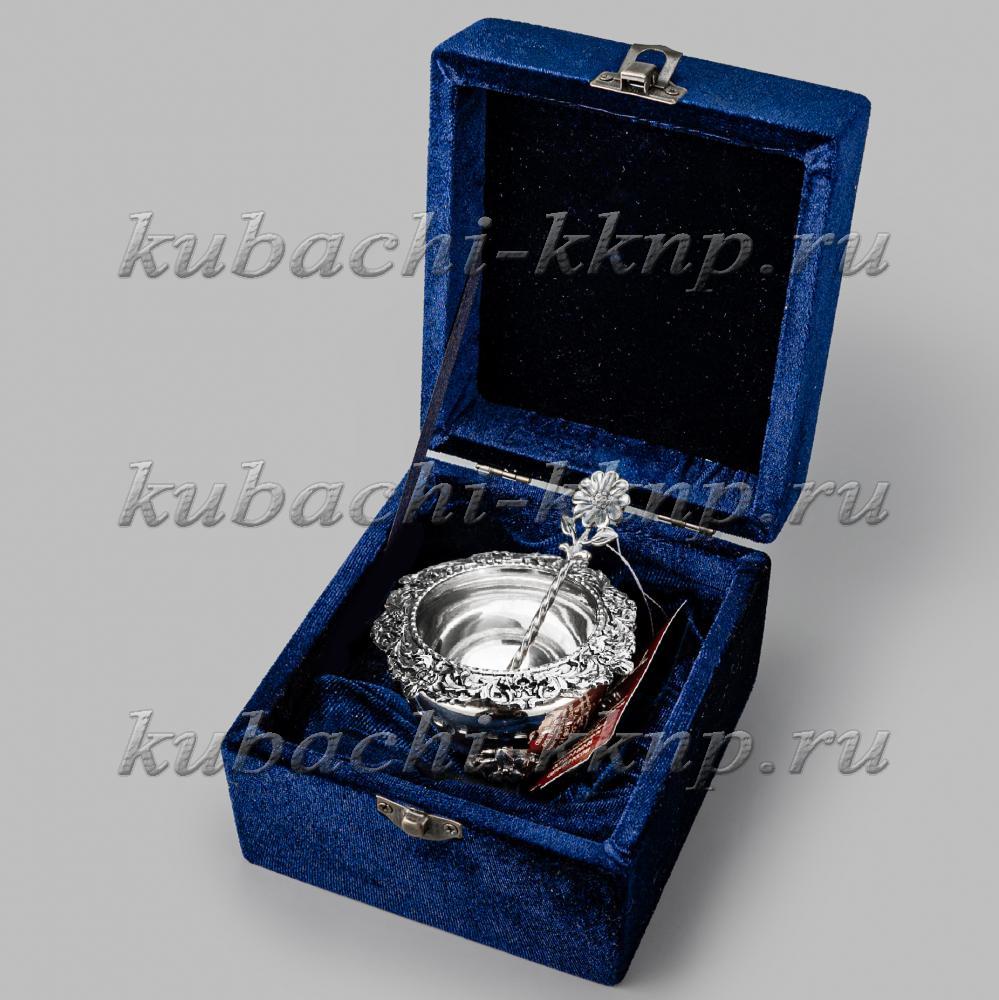 Серебряная солонка с ложкой Винтаж, С079 фото 2