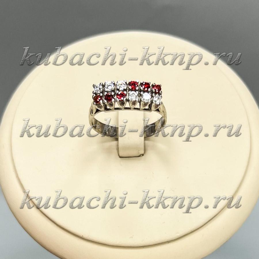 Кольцо дорожка с россыпью фианитов под гранат Забавница, Ag-к-14 фото 1