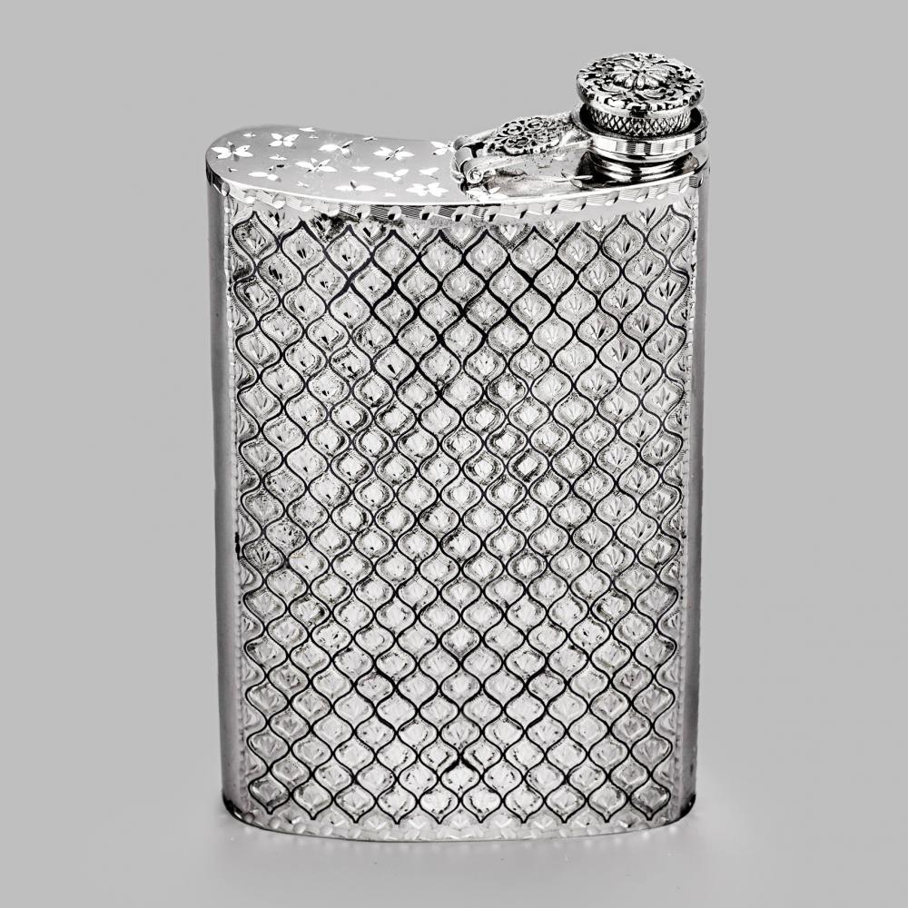Серебряная фляжка с откидной крышкой Восточная, ФЛ150 фото 1