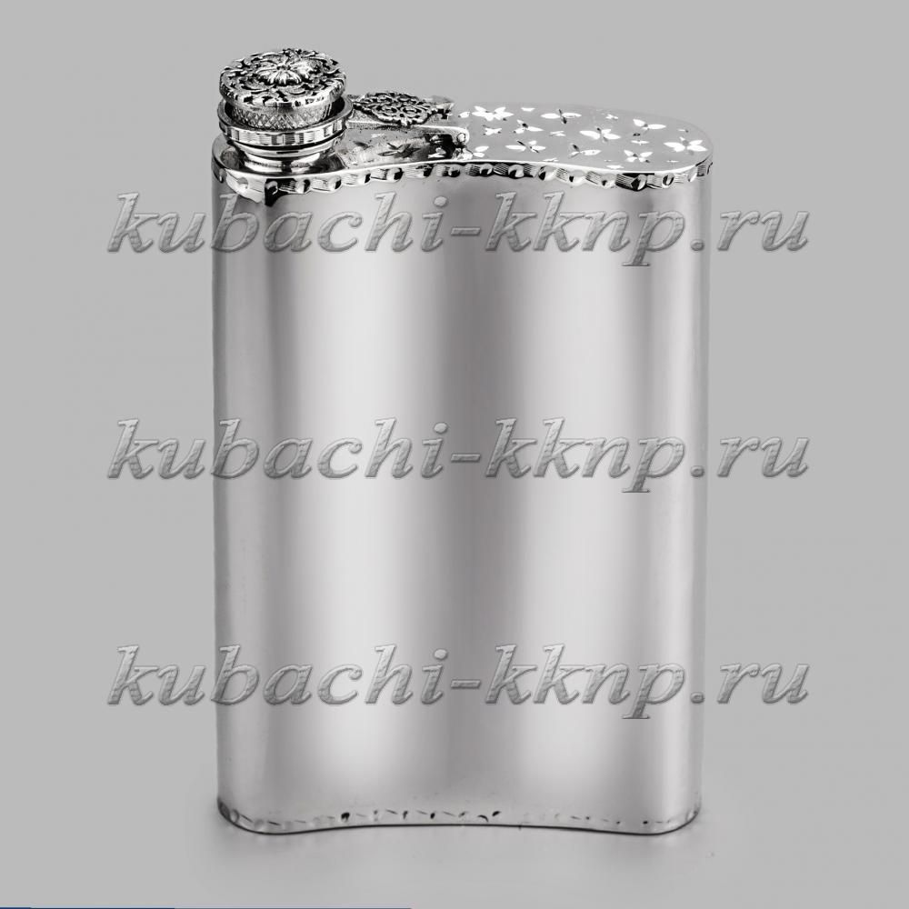 Серебряная фляжка с откидной крышкой Восточная, ФЛ150 фото 3