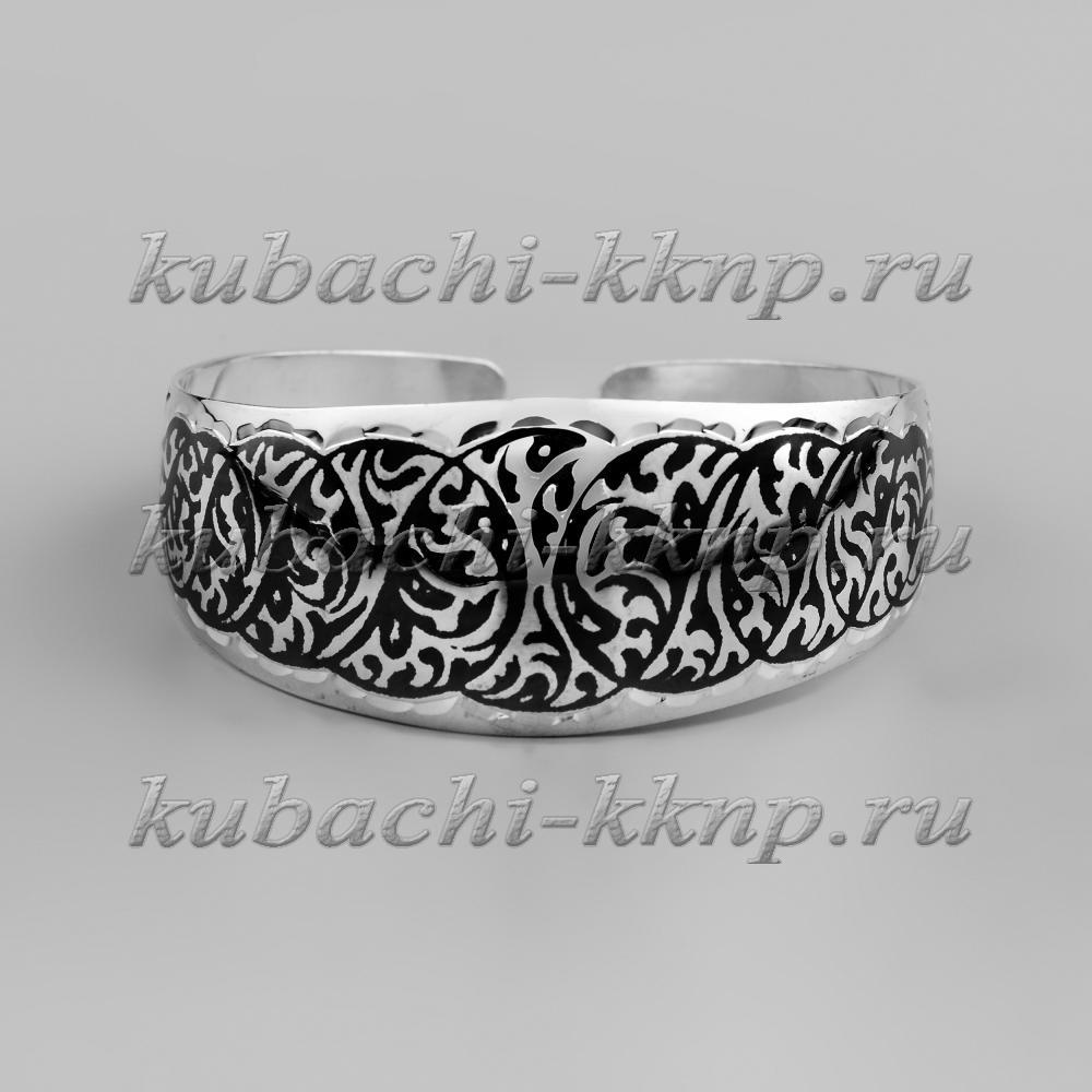 Серебряный браслет с мелким орнаментом Кубачи