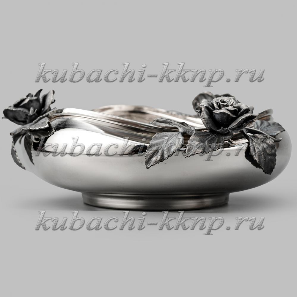Большя серебряная конфетница Розочка, КФ222Б фото 2